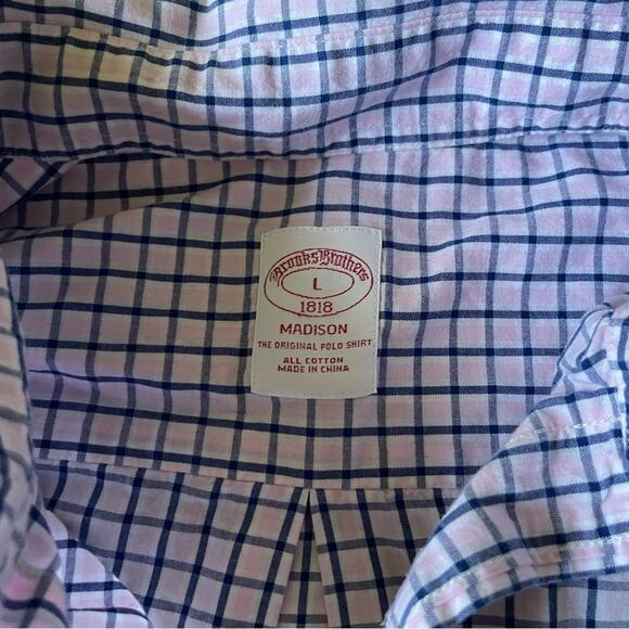 Brooks Brothers Mens/Teens Madison Button Down Shirt Pink/ Blue Size Large - Picture 9 of 10